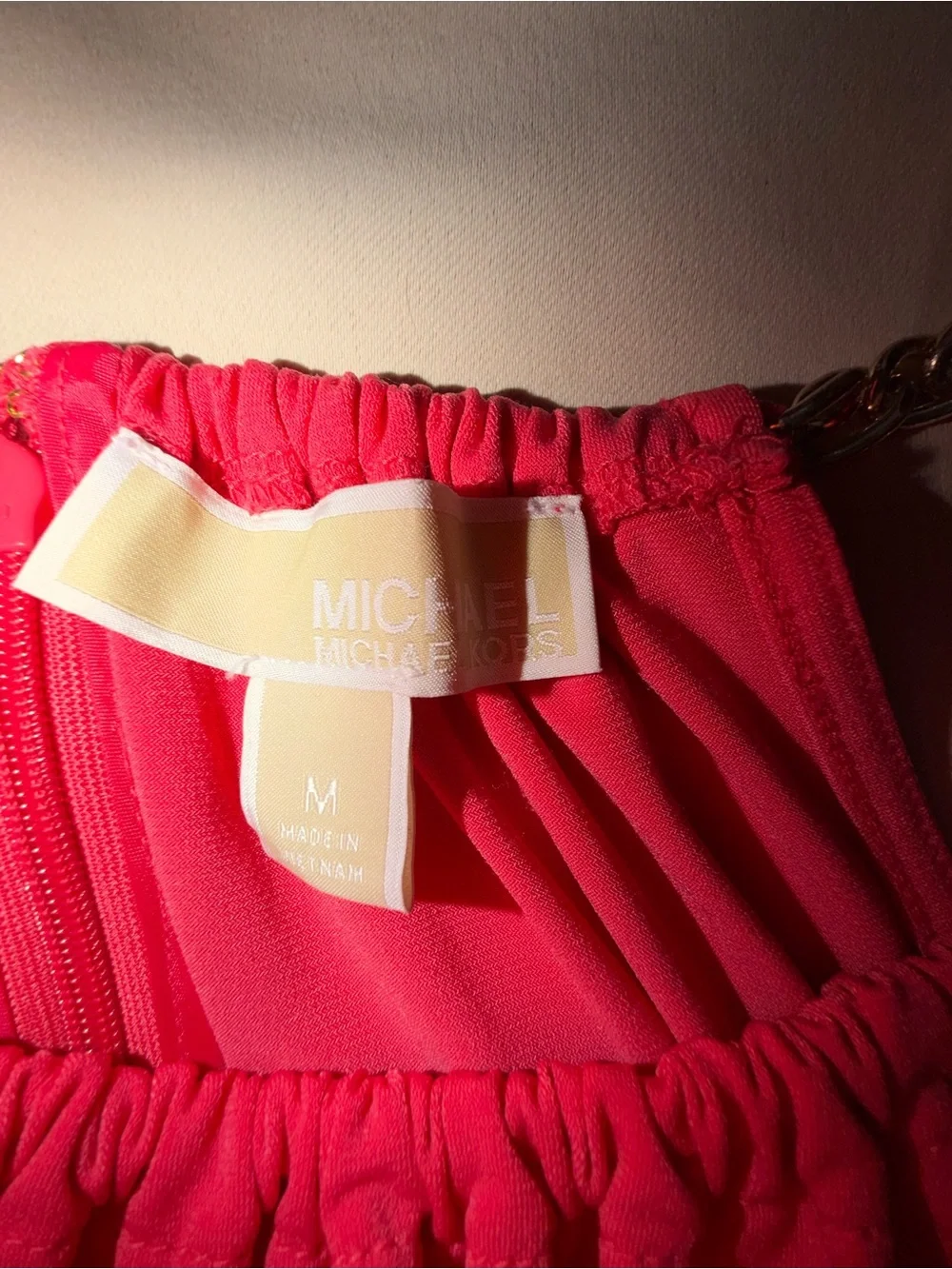 Michael Kors Hot Pink Halter Tank with Gold Chain